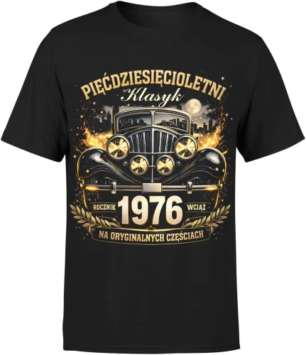 Pięćdziesięcioletni klasyk rocznik 1976 auto vintage motoryzacja oldschool Męska koszulka 