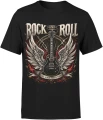 Rock And Roll Gitara Elektryczna Muzyka Rockowa Skrzydła Męska koszulka 