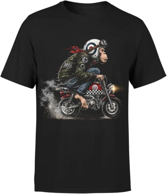 Małpa motocyklista cafe racer speed rider Męska koszulka