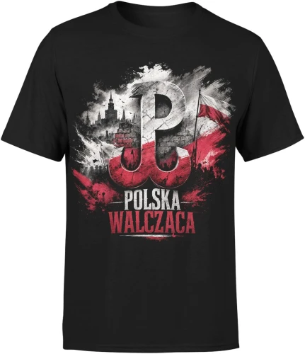 Polska Walcząca symbol PW duma wolność Męska koszulka 