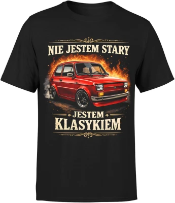 Maluch klasyk auto fiat oldschool Męska koszulka