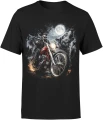 Motocyklista wilk moon chopper night ride Męska koszulka 