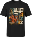 Muzyka Jazz instrumenty saksofon trąbka fortepian Męska koszulka 