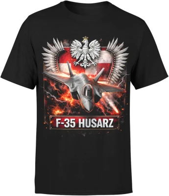F-35 Husarz myśliwiec bojowy orzeł Męska koszulka