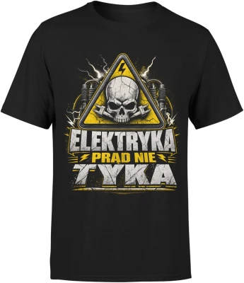 Elektryka prądu nie tyka wysokie napięcie ostrzeżenie Męska koszulka