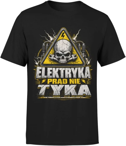Elektryka prądu nie tyka wysokie napięcie ostrzeżenie Męska koszulka 