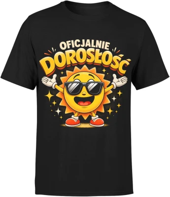 Oficjalnie dorosłość  emoji słońce humor Męska koszulka