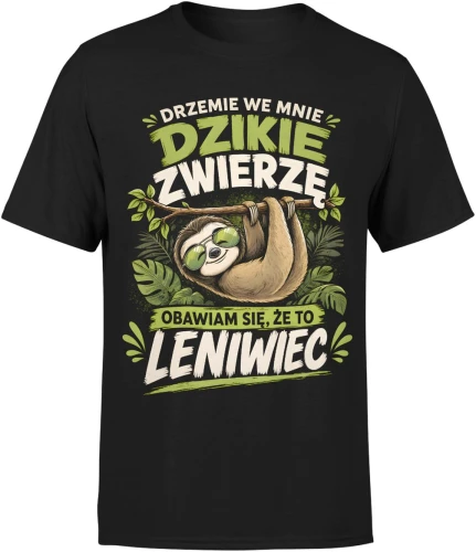 Drzemie we mnie dzikie zwierzę leniwiec zabawny Męska koszulka 