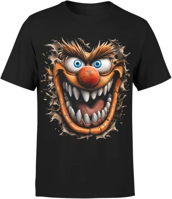 Szalony potwór creepy clown straszna bestia Męska koszulka