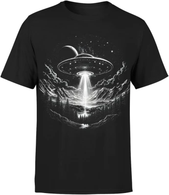 UFO nad górami kosmiczny statek obcy Męska koszulka