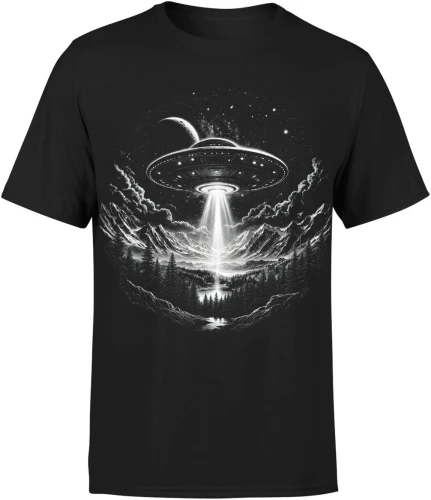 UFO nad górami kosmiczny statek obcy Męska koszulka 