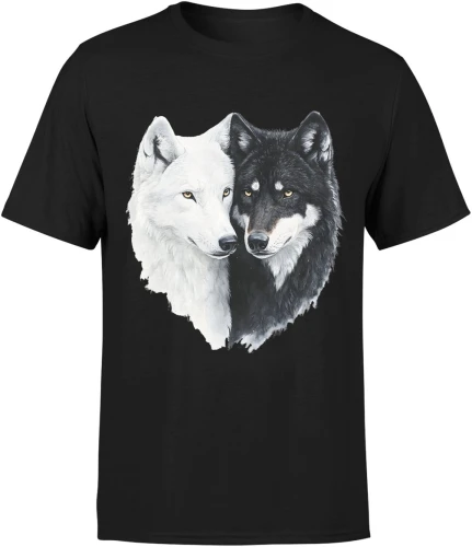 Wilcza para yin yang Męska koszulka 
