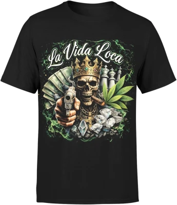 La Vida Loca czaszka gangster Męska koszulka