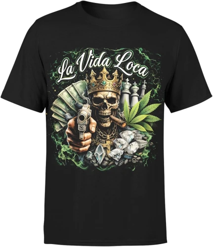 La Vida Loca czaszka gangster Męska koszulka 