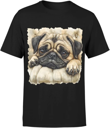 Mops pies puppy cute dog lovers Męska koszulka 