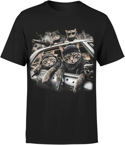Gangsterskie Koty Mafia Cat Crew Męska koszulka 