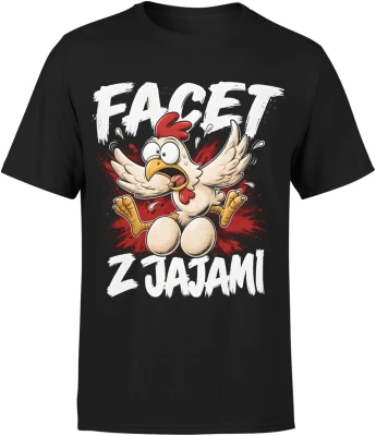 Facet Z Jajami Kura Kurczak Rolnik Zabawny Męska koszulka