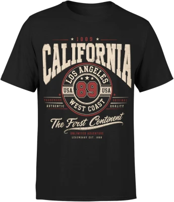 California Los Angeles West Coast 89 USA Męska koszulka