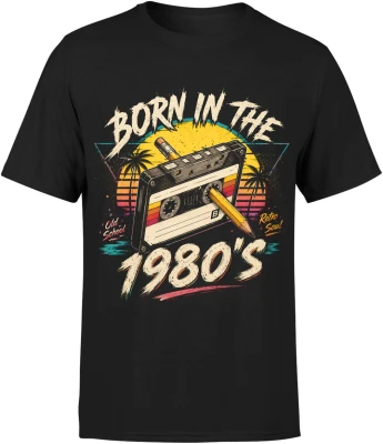 Born In The 1980's Kaseta Lata 80 Męska koszulka