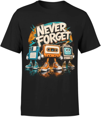 Never Forget kaseta magnetofonowa dyskietka lata 80 Męska koszulka 