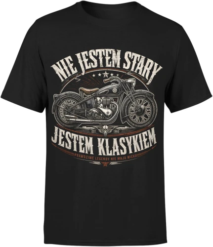 Nie Jestem Stary Jestem Klasykiem Motocykl Old School Męska koszulka 