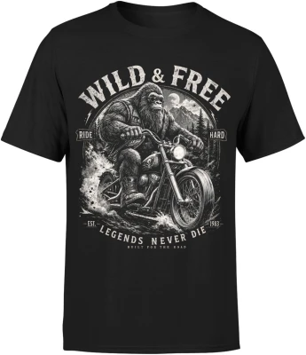 Goryl motocyklista chopper wild and free ride hard Męska koszulka