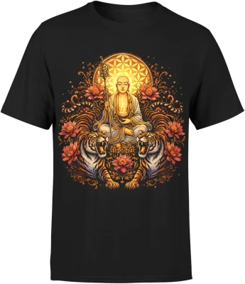 Medytacja tygrysy buddyzm mandala Męska koszulka
