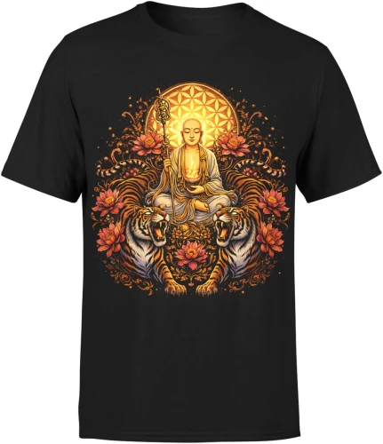 Medytacja tygrysy buddyzm mandala Męska koszulka 