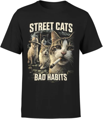 Street Cats Bad Habits koty uliczne Męska koszulka