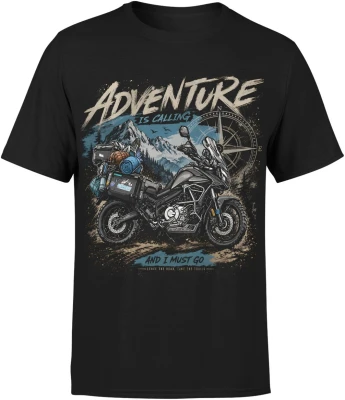 Adventure is calling and i must go motocykl Męska koszulka