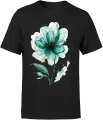 Kwiat turkusowy natura botaniczny styl motyw floral Męska koszulka 