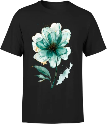 Kwiat turkusowy natura botaniczny styl motyw floral Męska koszulka
