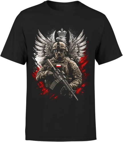 Polski żołnierz Orzeł Biały patriotyczny Polska Męska koszulka 