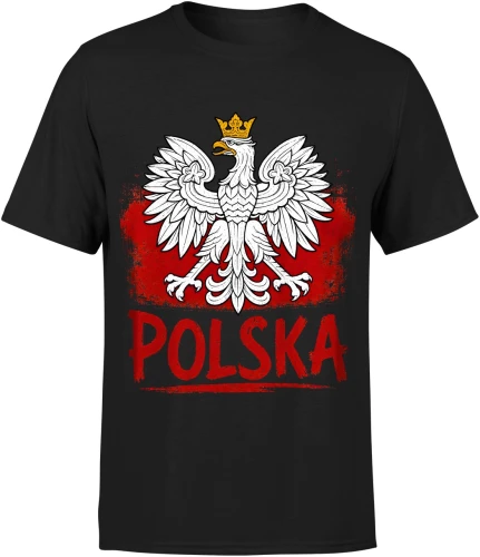 Polska Orzeł Biały godło patriotyczne biało czerwoni Męska koszulka 