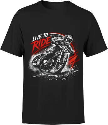 Live To Ride motocykl wyścigi jazda motocyklem wolność motor pasja Męska koszulka