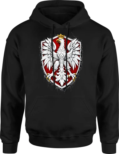 Orzeł Biały Polska godło patriotyczne narodowy polski symbol Męska bluza z kapturem 