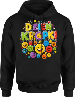 Dzień Kropki kolorowe emotikony szkoła edukacja Męska bluza z kapturem