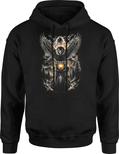 Motocykl orzeł leśny klimat tajemniczy symbol Męska bluza z kapturem 