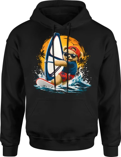 Miś windsurfing deska wakacje lato surfer Męska bluza z kapturem 