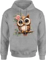 Sowa kwiaty róże ptak natura leśny klimat Męska bluza z kapturem 