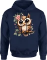 Sowa kwiaty róże ptak natura leśny klimat Męska bluza z kapturem 