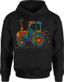 Traktor kolorowy dzień kropki rolnik gospodarstwo Męska bluza z kapturem 