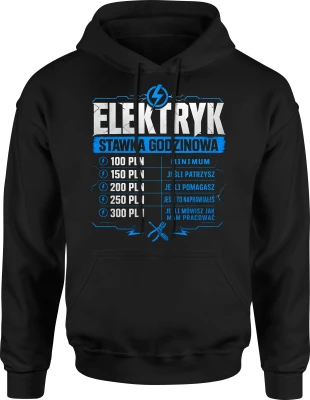 Elektryk stawka godzinowa prąd instalacja napięcie Męska bluza z kapturem
