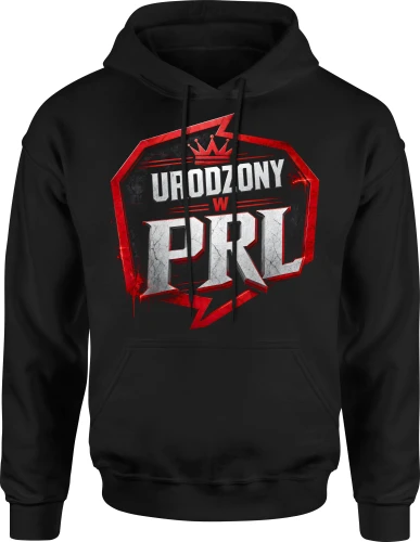Urodzony PRL lata 70 80 kultowy klimat oldschool Męska bluza z kapturem 
