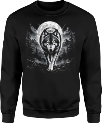 Wilk wojownik mroczny księżyc las Męska bluza