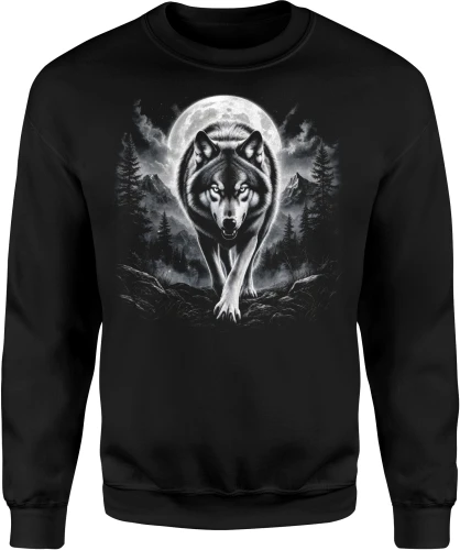 Wilk wojownik mroczny księżyc las Męska bluza 