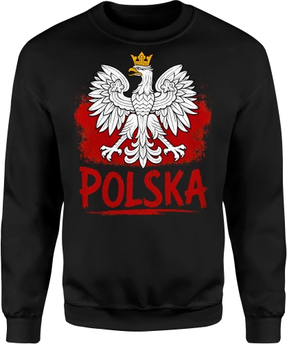 Polska Orzeł Biały godło patriotyczne biało czerwoni Męska bluza 