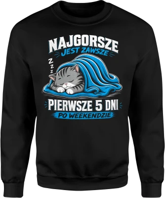 Najgorsze jest zawsze pierwsze 5 dni po weekendzie Męska bluza
