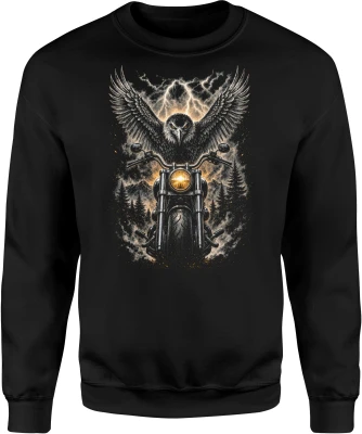 Motocykl orzeł leśny klimat tajemniczy symbol Męska bluza