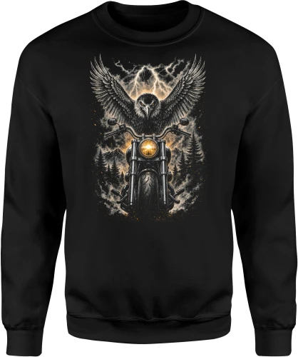 Motocykl orzeł leśny klimat tajemniczy symbol Męska bluza 